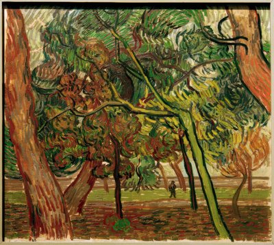 Estudio con abetos en otoño de Vincent van Gogh